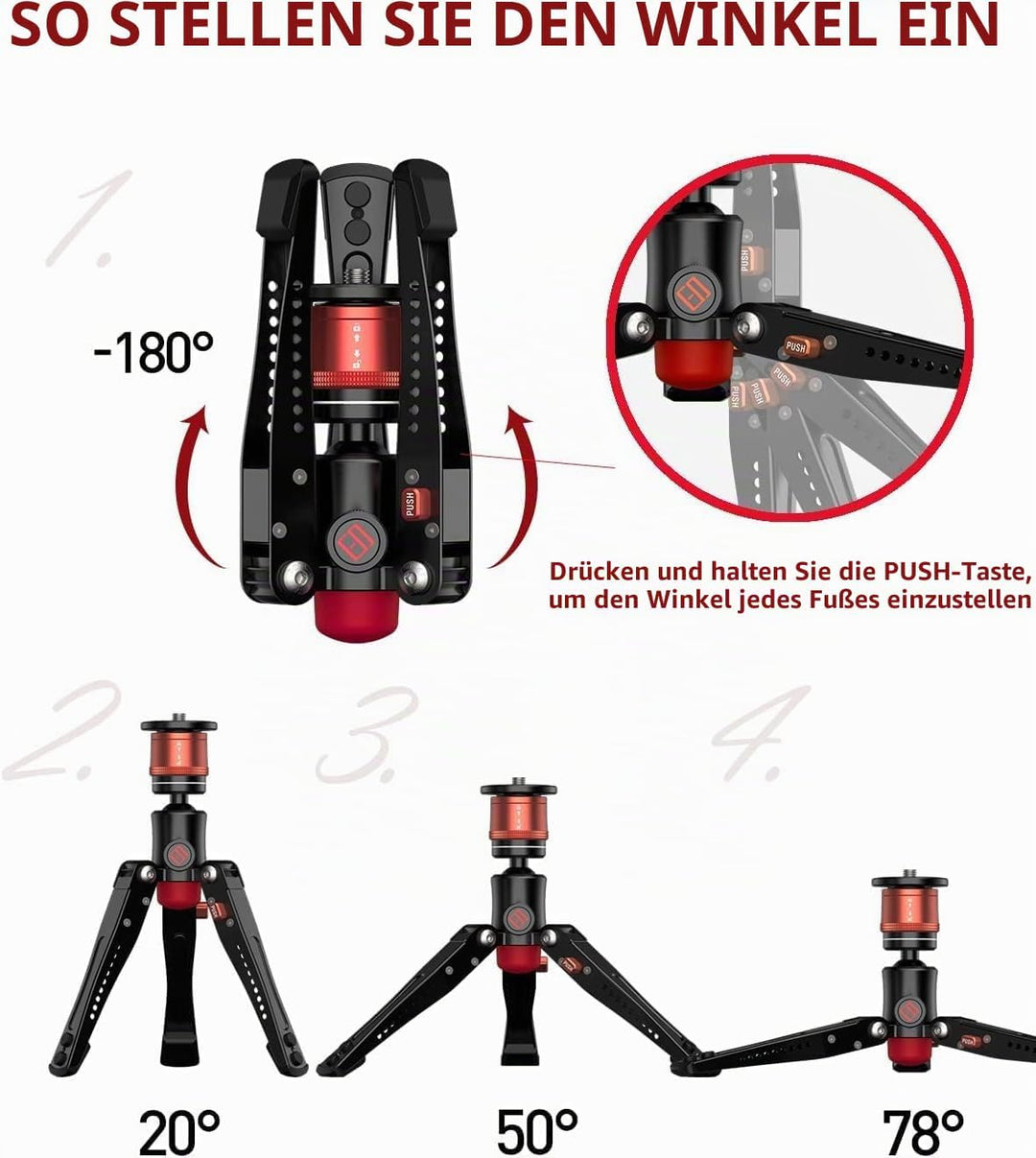 IFOOTAGE Mini Stativ für Kamera,Mini Kamerastativ,Handy Stativ mit Aluminium,Tischstativ für Fotogra