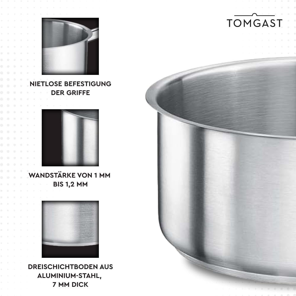 Stieltopf Durchmesser: 13 cm Höhe: 5 cm Fassungsvermögen: 0,7 l | Edelstahl 18/10 | Wandstärke 1 mm