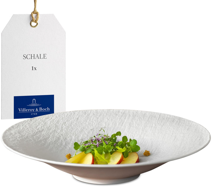 Villeroy und Boch Manufacture Rock Blanc Schale, 28,7 cm, Premium Porzellan, Weiss Weiss Schale tief