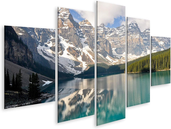 islandburner Bild auf Leinwand Moraine Lake Rocky Mountains Kanada Bilder Wandbilder Poster Leinwand