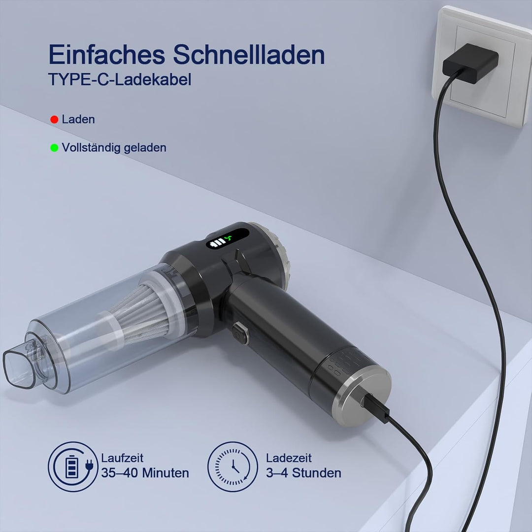 Schnurloser Handstaubsauger,Wiederaufladbarer,Tragbarer,Leichter Staubbläser,22000PA Starke Saugkraf