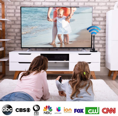 [2023 Neuest] Interne TV-Antenne, Verstärkte HDTV-Antenne mit Signalverstärker 4K HD VHF UHF FM für