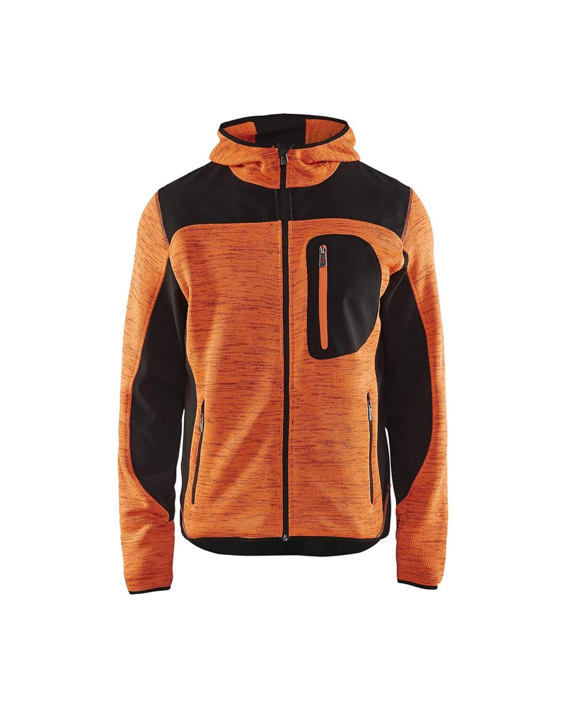 Blakläder Strickjacke mit Softshell-Verstärkungen, 1 Stück, Grösse M, orange/schwarz, 493021175399M