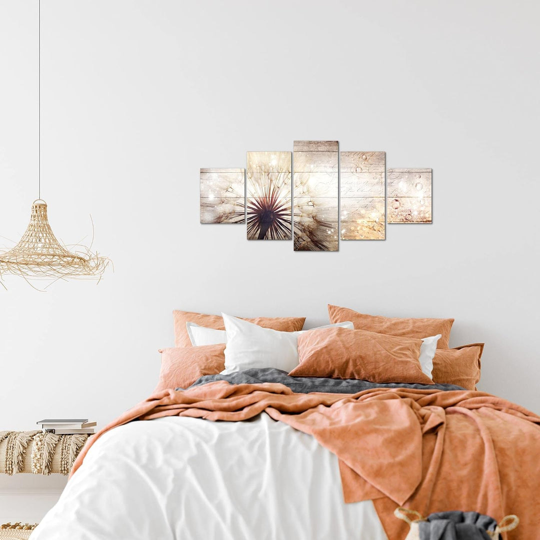 Runa Art Wandbilder Pusteblume 5 Teilig Bild auf Vlies Leinwand Deko Wohnzimmer Schlafzimmer Abstrak