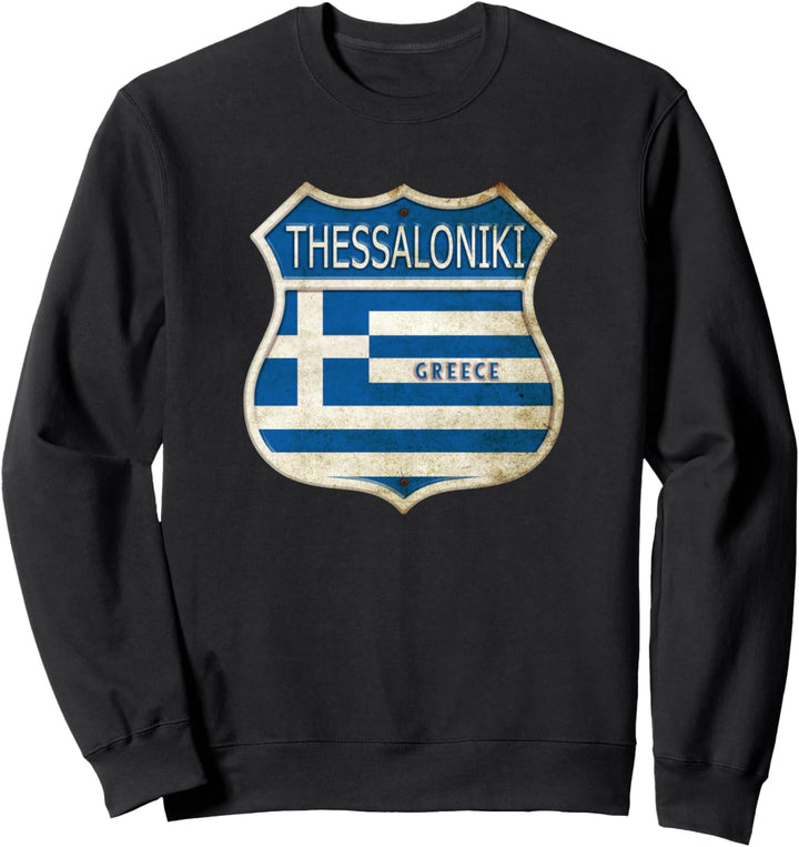Thessaloniki Griechenland Wappen Flaggen Stadt Design Sweatshirt