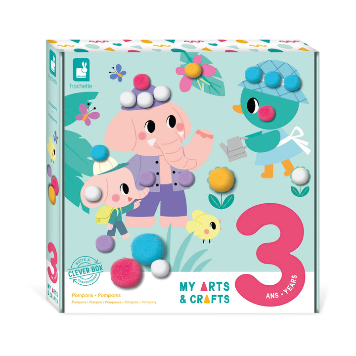 Janod - My Arts & Crafts - 3 Jahre - Pompon-Bastelset - 4 Bilder - Kreatives Hobby Kinder - Feinmoto