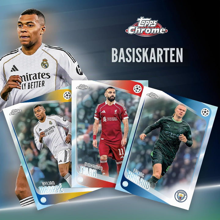 2025-26 Topps Chrom UEFA Club-Wettbewerbe Fussball – Fabrikversiegelt – Mega-Box