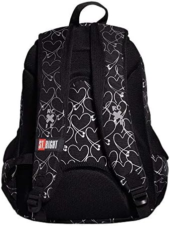 Roxie Rucksack mit Herzmotiv, 43 x 32 x 23 cm, für die Grundschule, mittelgross, für Mädchen, Schwar