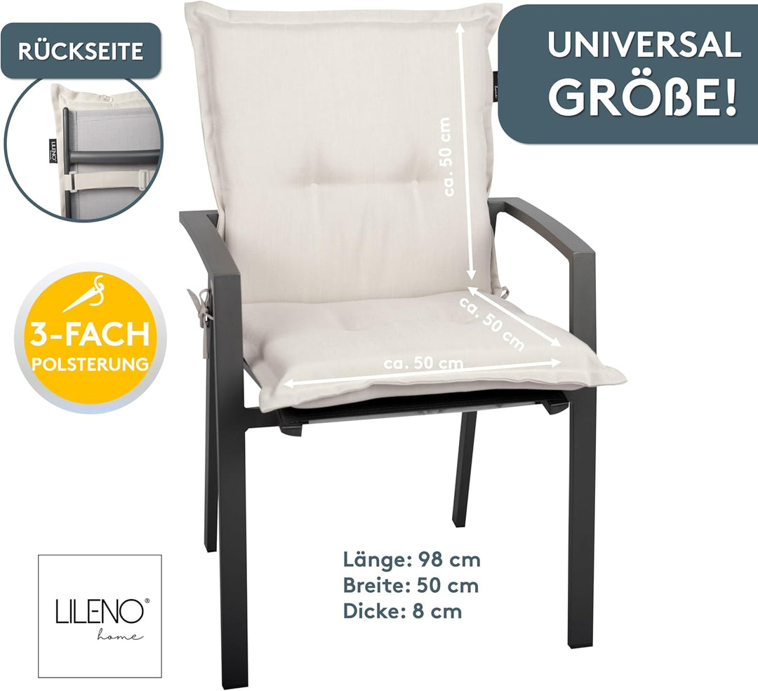 LILENO HOME Gartenstuhl Auflagen als [2er Set - Niedriglehner] in Natur Y - Bequeme Liegen als Sitza