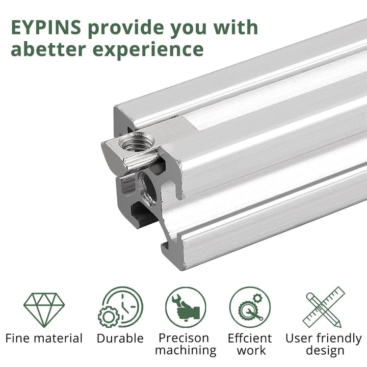 EYPINS 100x Nutensteine M5 Nut 8 mit Zentrierung Steg und Federkugel, Hammermutter 30x30 Stahl Verzi