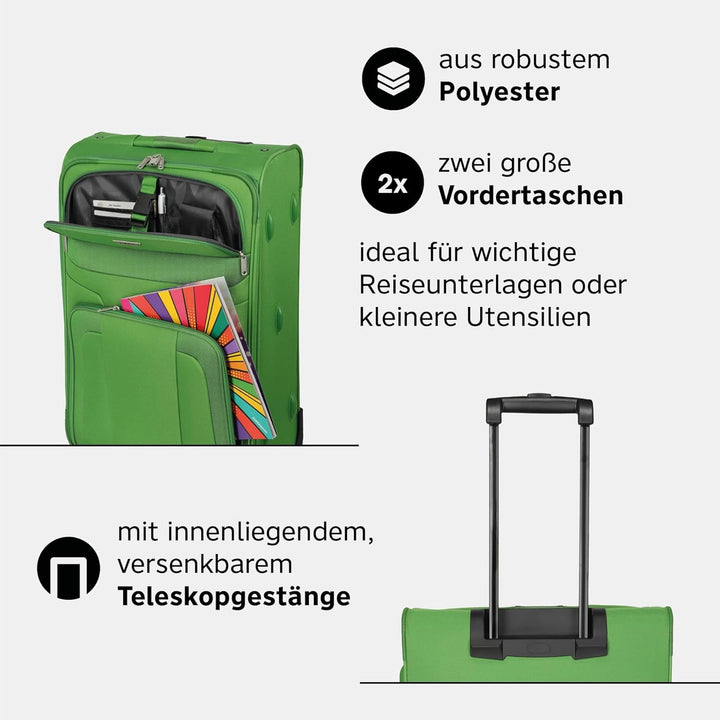 paklite Reisekoffer mit 2 Rollen, Rollkoffer mittelgross, Orlando, klassischer Weichschalen Trolley