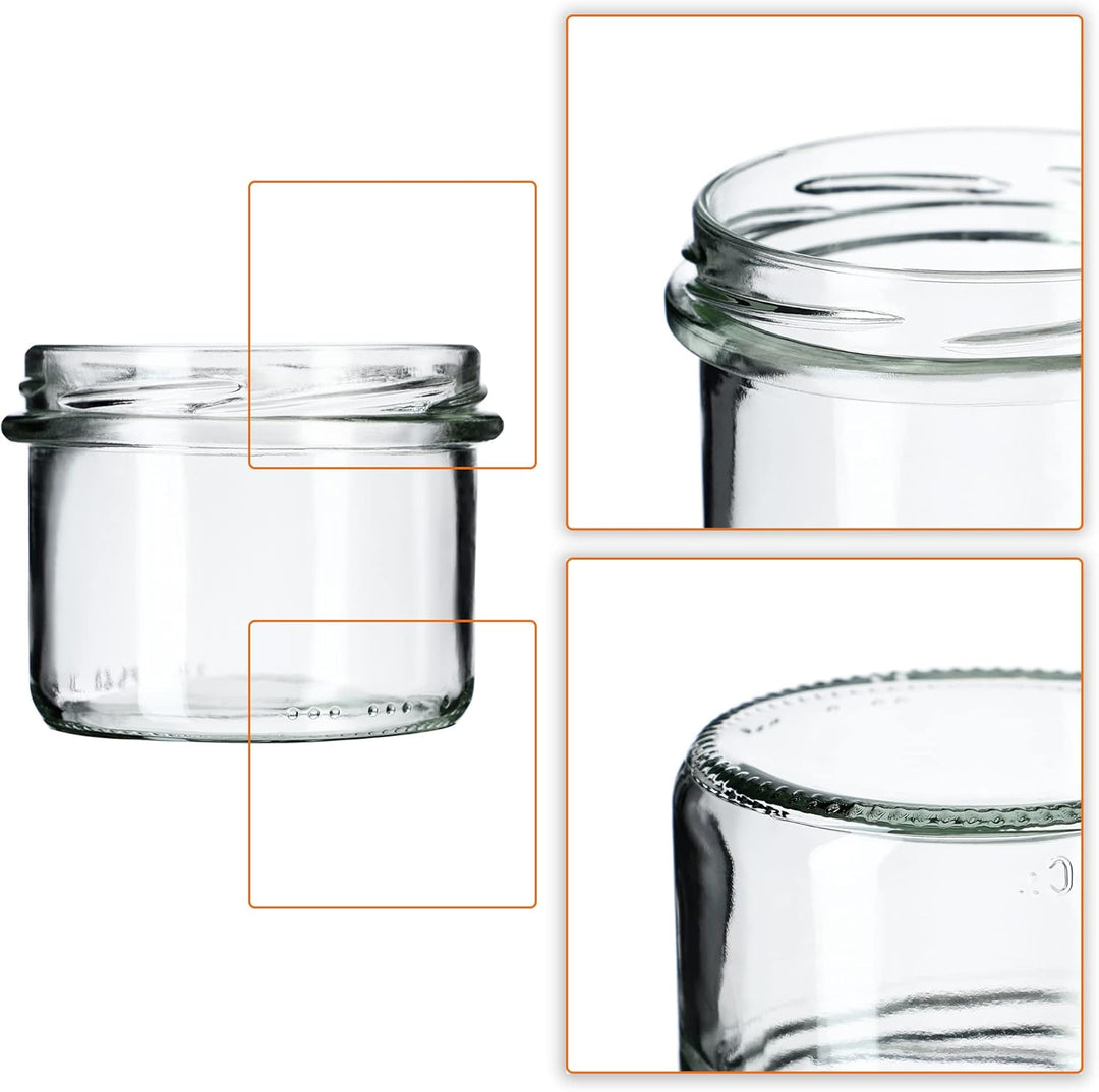 KADAX 20er Set Marmeladengläser 235ml TO82 Schwarz matt, Einmachgläser Vorratsgläser Mason Jar mit S