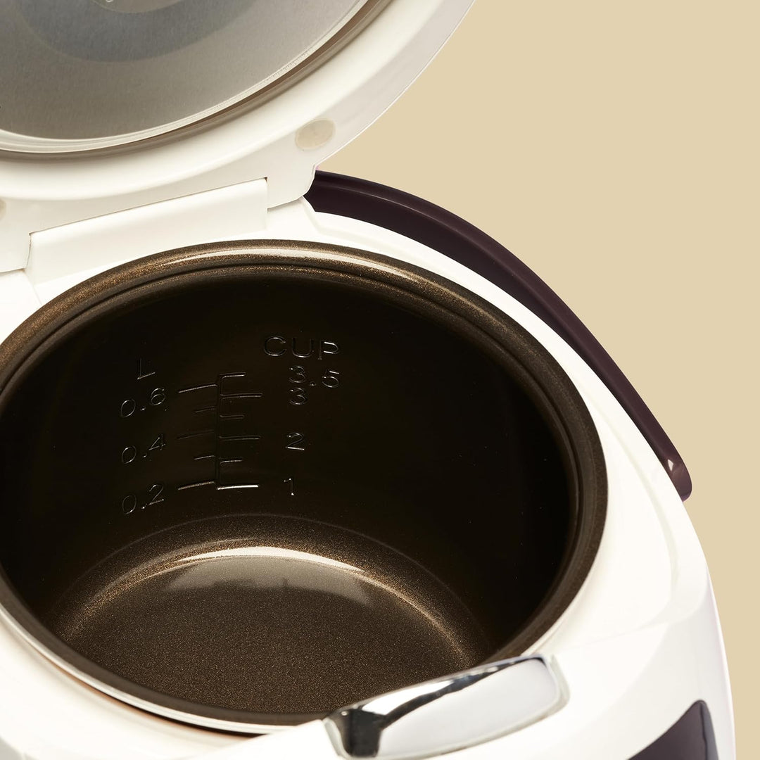 REISHUNGER Digitaler Reiskocher klein, bordeaux | 0,6 L bis 3 Personen | Warmhaltefunktion, Timer &amp;