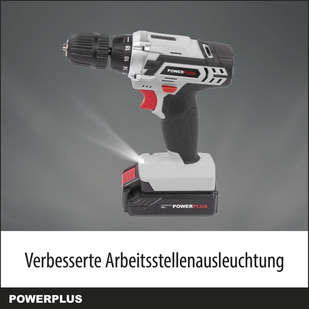 Powerplus Akkuschrauber & Akkubohrer POWC1051 - Schraubendreher & Bohrer 12V, Inkl. 1 x 1,3Ah Akku u