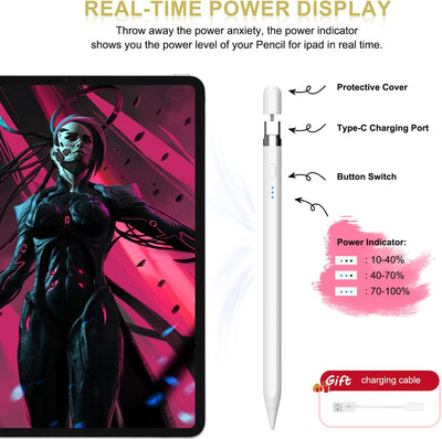 Pencil 1. Generation für iPad, Stift für iPad mit USB-C Schnellladung & Handfläche Ablehnung & Neigu