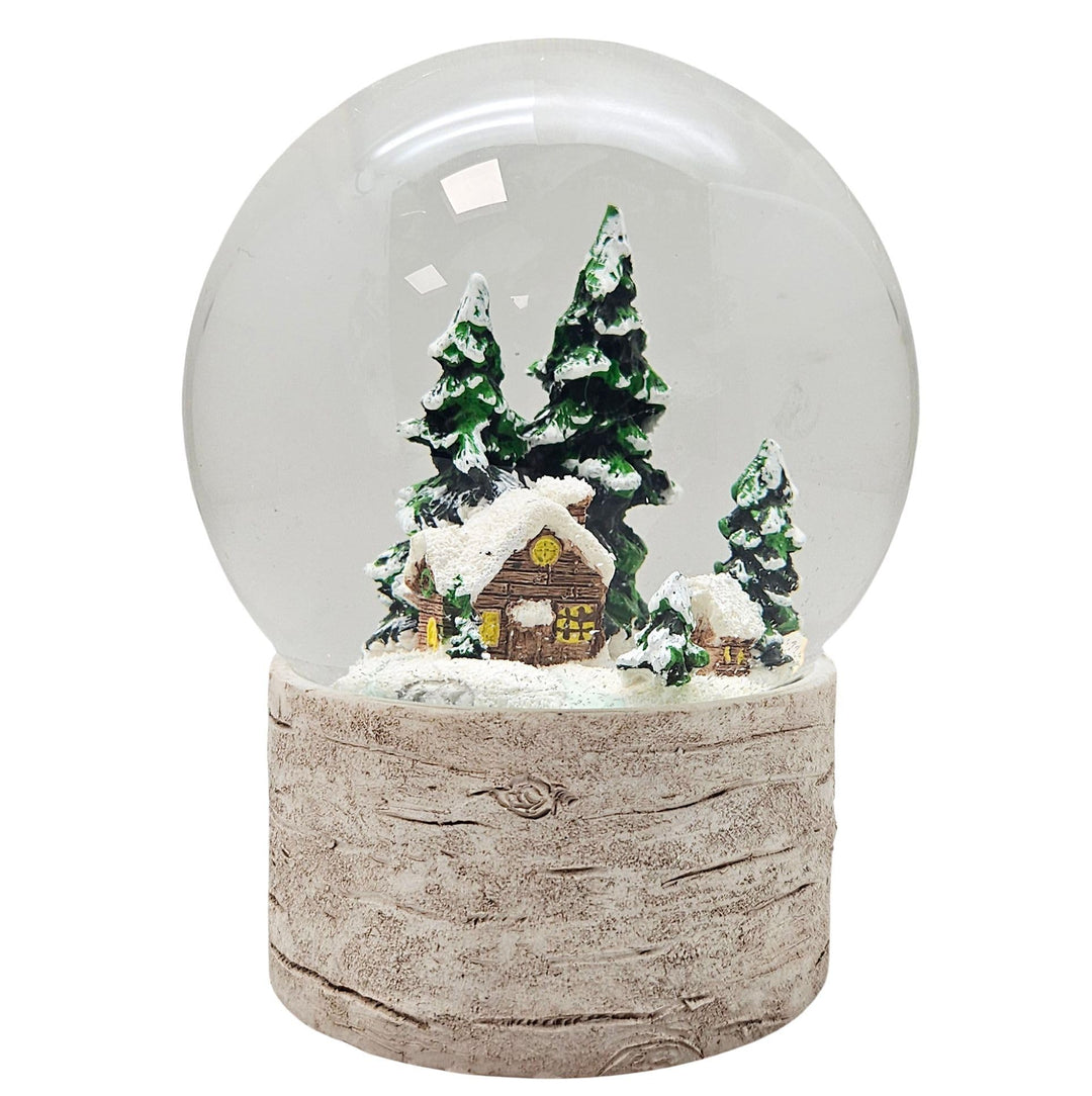 Schneekugel Weihnachten | Hüttenzauber | Landhaus | B: 10cm | 20327 Holz Hütte, Holz Hütte