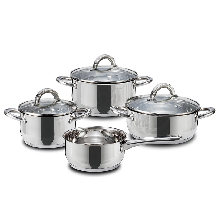 Linnuo Topfset Induktion - 4 Töpfe &amp; 3 Glasdeckel - Kochtopf Set aus hochwertigem Edelstahl - Topf m