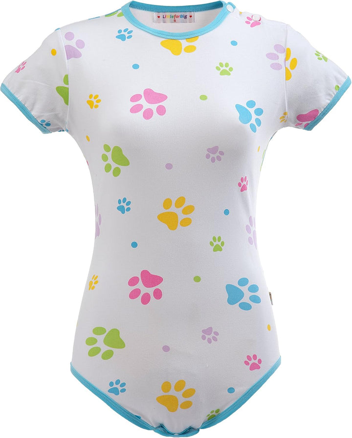 LittleForBig Baumwolle Strampler Onesie Pyjamas Bodysuit - Baby Pfoten Strampler Blau XXL, Blau XXL
