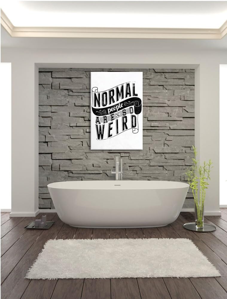 Normal people are weird white Bild auf Leinwand, XXL riesige Bilder fertig gerahmt mit Keilrahmen, K