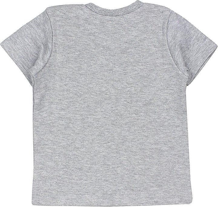TupTam Baby Jungen Kurzarm T-Shirt mit Aufdruck Unifarben Sterne Streifen 5er Set 68 Blau Grau Mix J