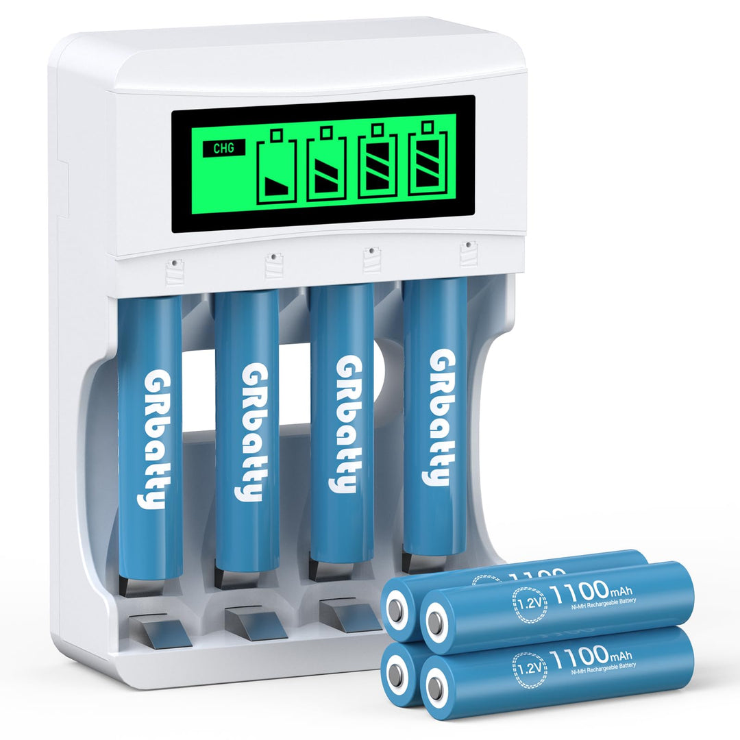 GRbatty 8 AAA NiMH Wiederaufladbare Akkus 1100mAh -1.2V Hohe Kapazität 1200 Zyklen Vorgeladene Dreif