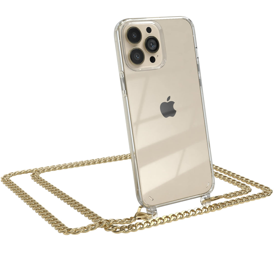 EAZY CASE Handykette kompatibel mit iPhone 13 Pro Max Handyhülle mit Metall Umhängeband und Ersatz K