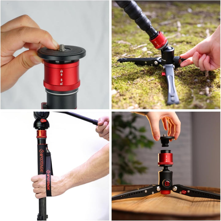 IFOOTAGE Cobra 3 C180F Kamera-Einbeinstativ aus Kohlefaser,3-in-1 Teleskop-Professionelles Fotografi