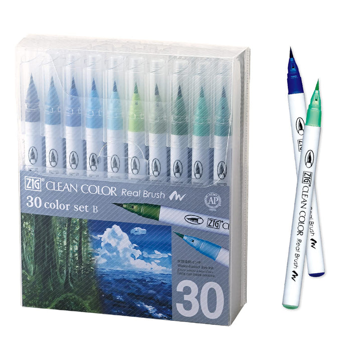 Kuretake Zig Clean Color Pinsel-Set, rauchige Farben, 30 Farben set B, [2022 Neue Farbe] 30 Farben S