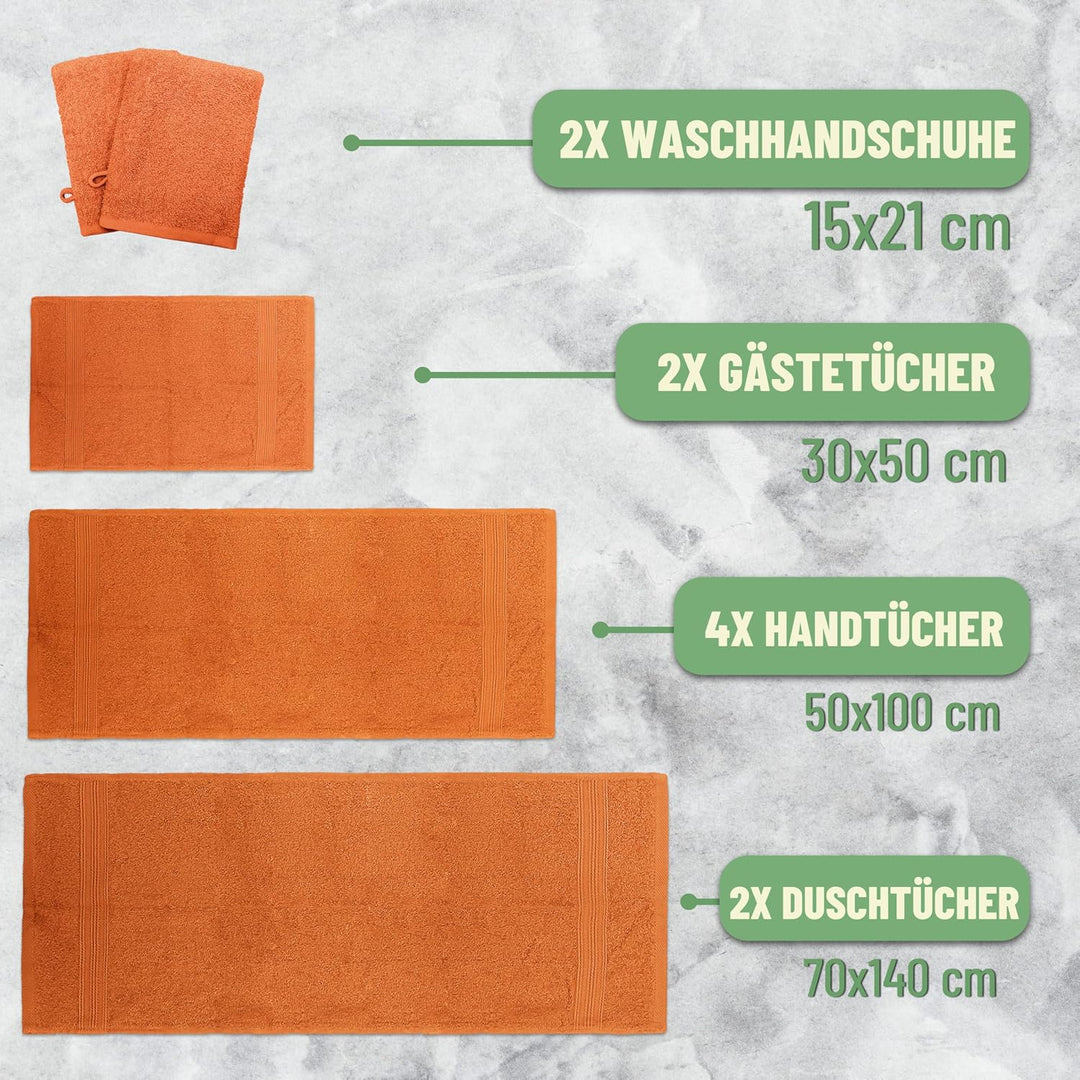 GREEN MARK Textilien 10 TLG. FROTTIER Handtuch-Set mit verschiedenen Grössen 4X Handtücher, 2X Dusch