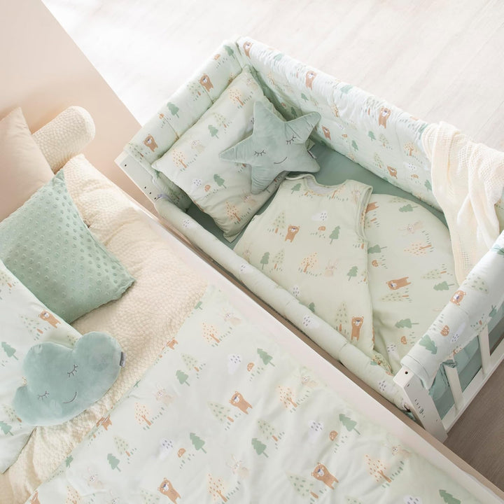 roba Stubenbett 4-in-1 aus Holz - Woodland Buddies Design - 45 x 90 cm - Wiege, Stubenwagen, Sitzban