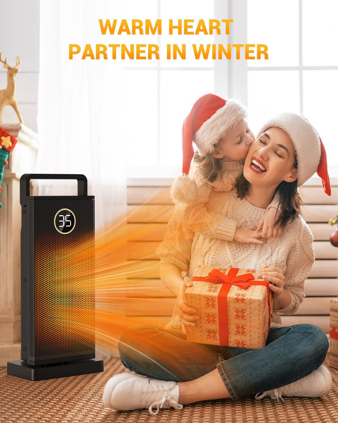 Heizlüfter Energiesparend, 1500W 3 Heizmodi Keramik Elektrische Heizung, 70° oszillierend, Berhitzun