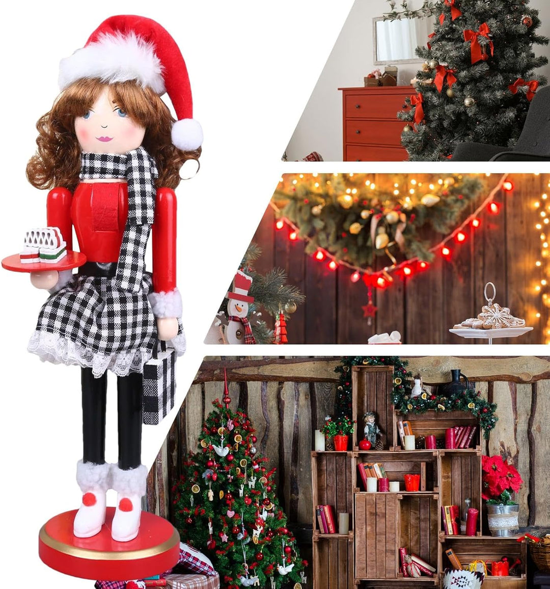 Gitekain Color Woman Nussknacker-Mittelstücke, Weihnachts-Nussknacker-Statue, grosse Weihnachts-Holz
