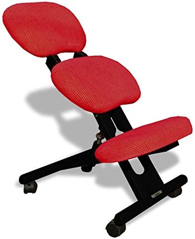 cinius Ergonomischer Stuhl Orthopädischer Kniestuhl mit Rücken Computerstuhl Kniehocker Stoff Schwar