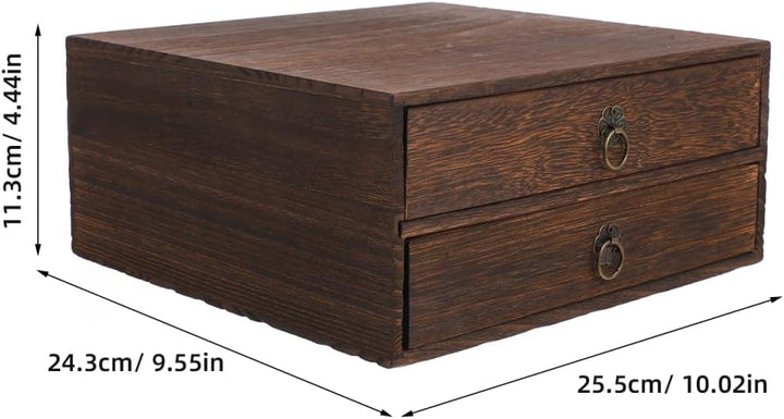 Vintage Holzschublade 10.04X9.57X4.45In Desktop Organizer Schubladenbox Massivholz Aufbewahrungsbox