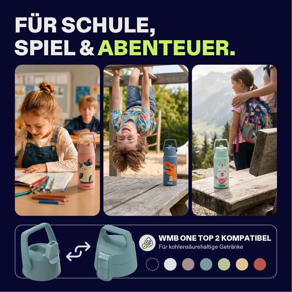 SIGG - Isolierte Trinkflasche Kinder - Shield Therm FLIP T-Rex - Auslaufsicher - Spülmaschinenfest -