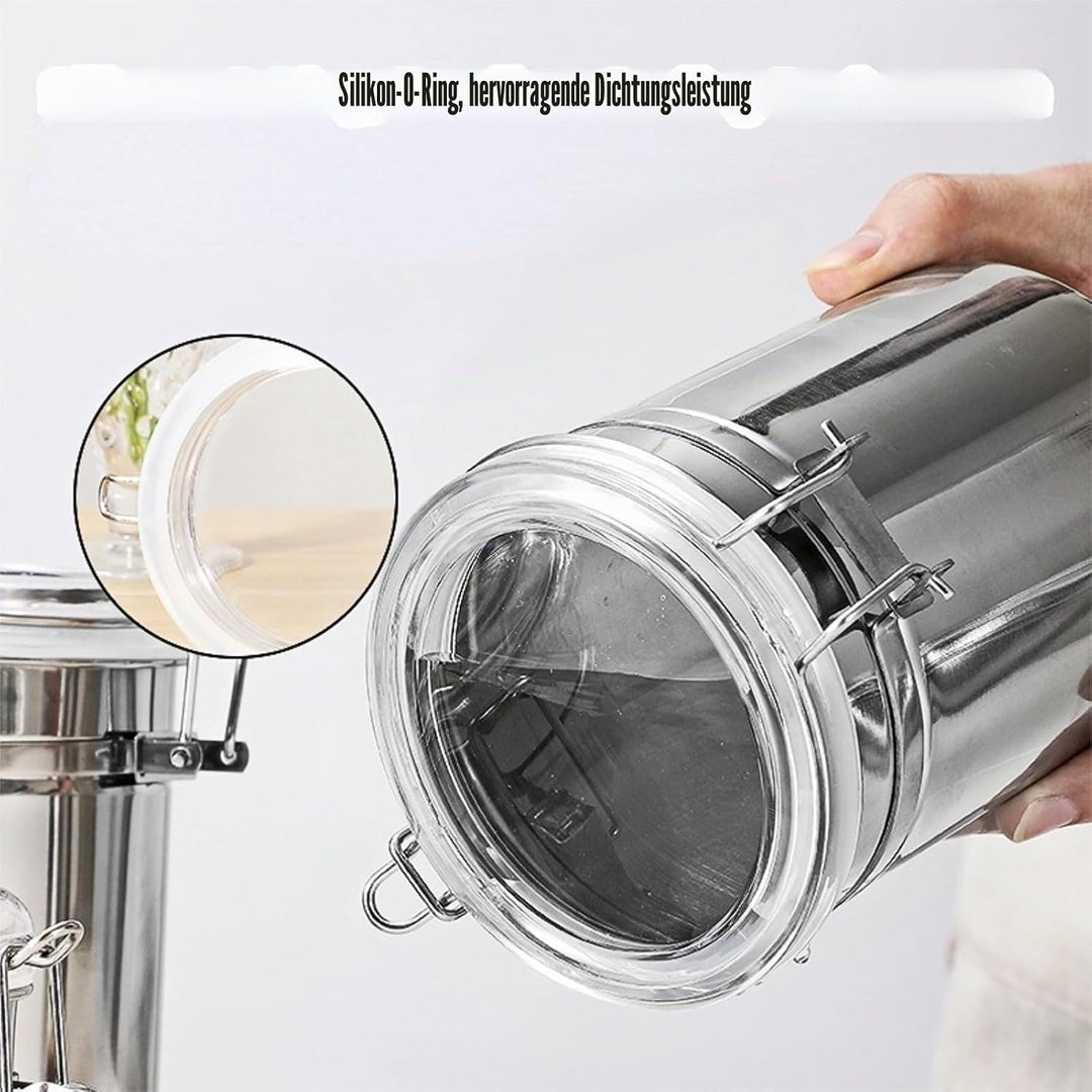 Hapivida Luftdichte Vakuum Kaffeedose, 1000ml Edelstahl Kaffeepulver Dose mit Aroma-Deckel und Versc
