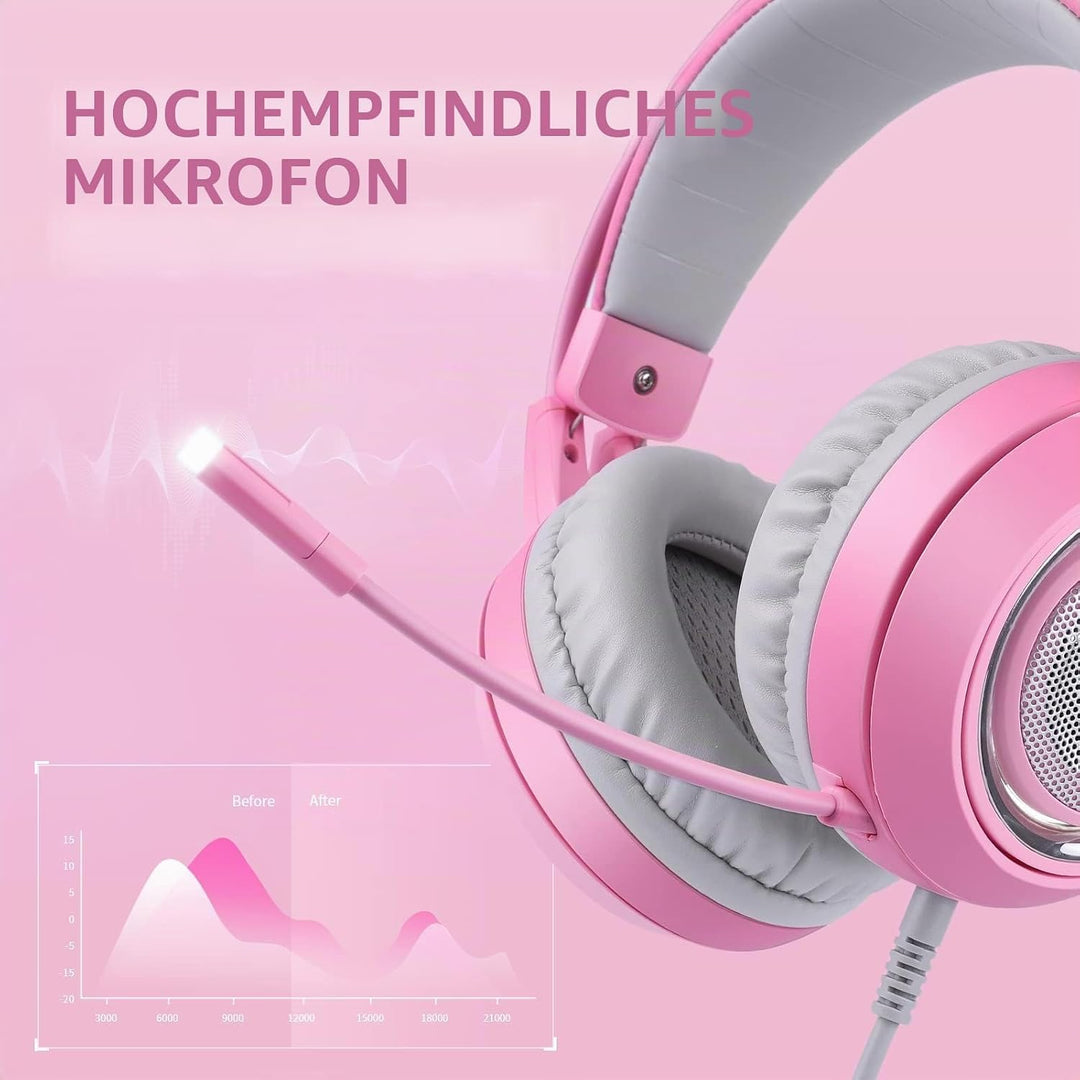 Somic G951rosa Rose Kat Gaming Headset Kopfhörer mit Virtuell 7.1 Klingen und LED Licht, Mikrofon fü
