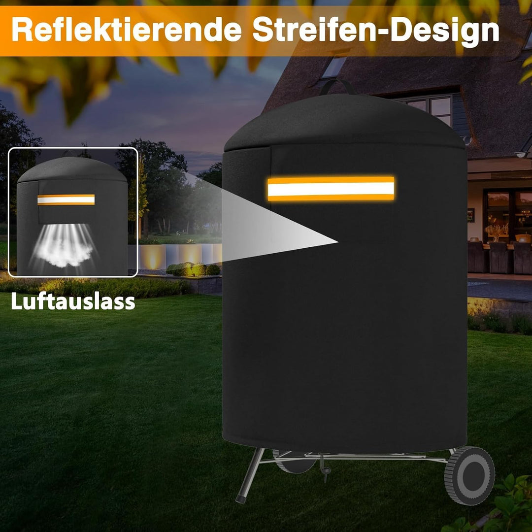 EVRBUL Robuste 420D Grill-BBQ-Abdeckung, Runde Raucher-Schutzhülle mit tragbarem Griff und Lüftung –