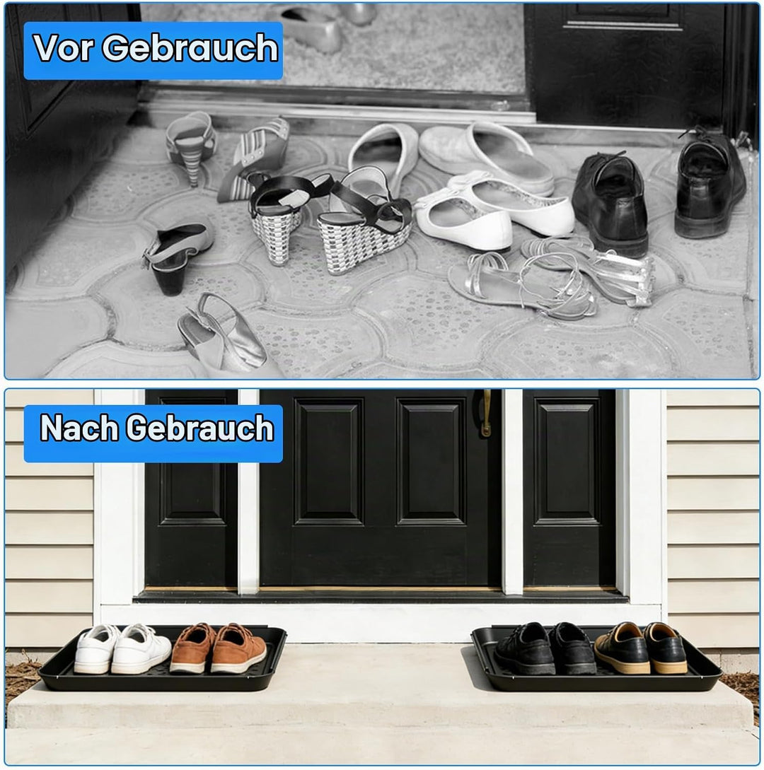4 Stück Schuhabtropfschale,Schuhmatte Abtropfwanne 35 x 27.5 x 3 cm, Rutschfeste Kunststoff Schuhwan
