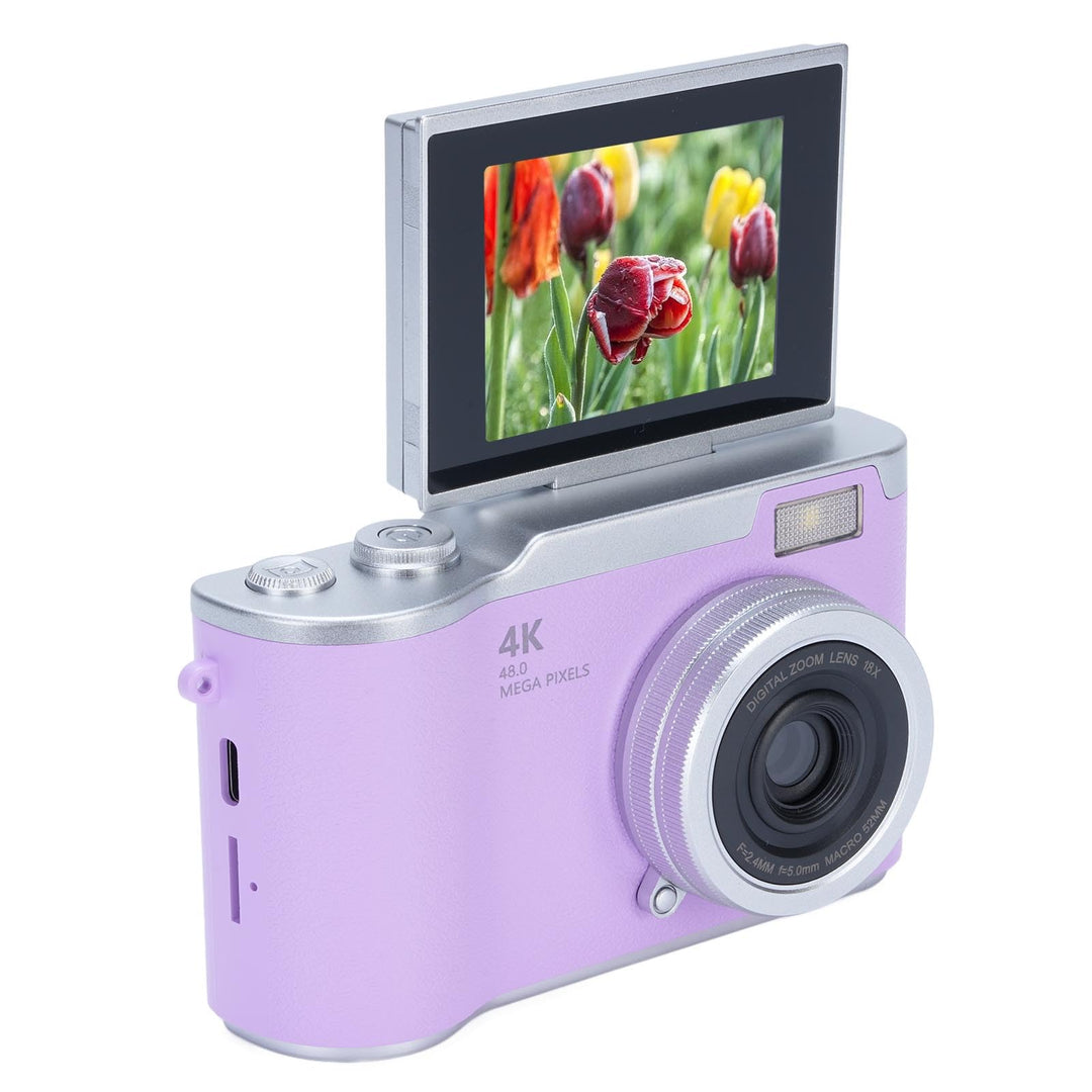 Zunate 48MP 1080P Digitalkamera, Autofokus Vlogging Kamera mit 2.4" Flip Screen und 18X Zoom, eingeb