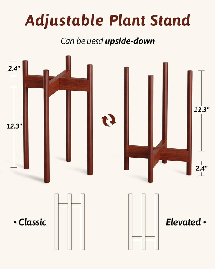 Bamworld Pflanzenständer Indoor Einstellbar, Bambus Blumentopf Ständer 20-30 cm, Pflanzenhocker Holz
