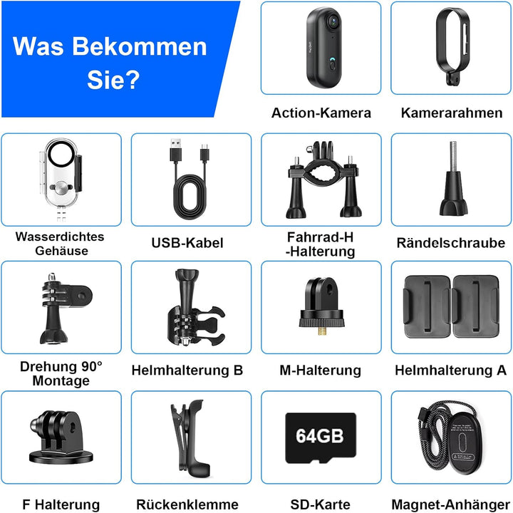 Daumen Action Cam, Motorrad Mini WiFi Kamera HD 1080P Body Kamera, Magnetische Sporthelmkamera mit 3