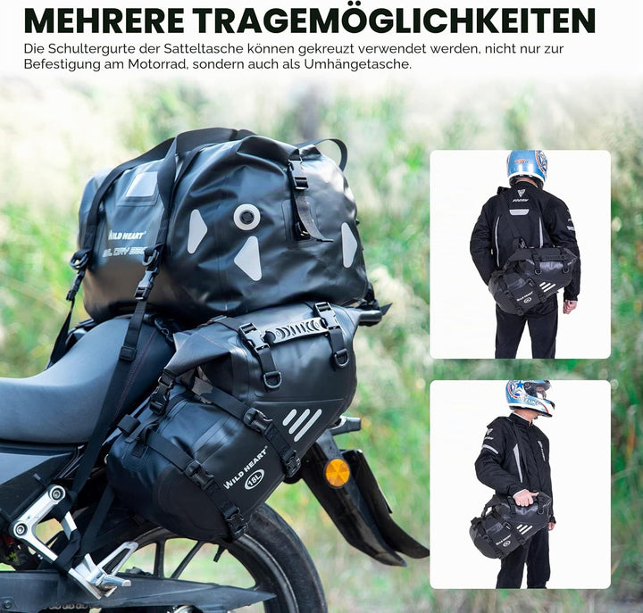 WILD HEART Motorrad-Satteltaschen, wasserdicht, 36 l (18 l x 2), Motorrad-Seitensatteltaschen, Gepäc