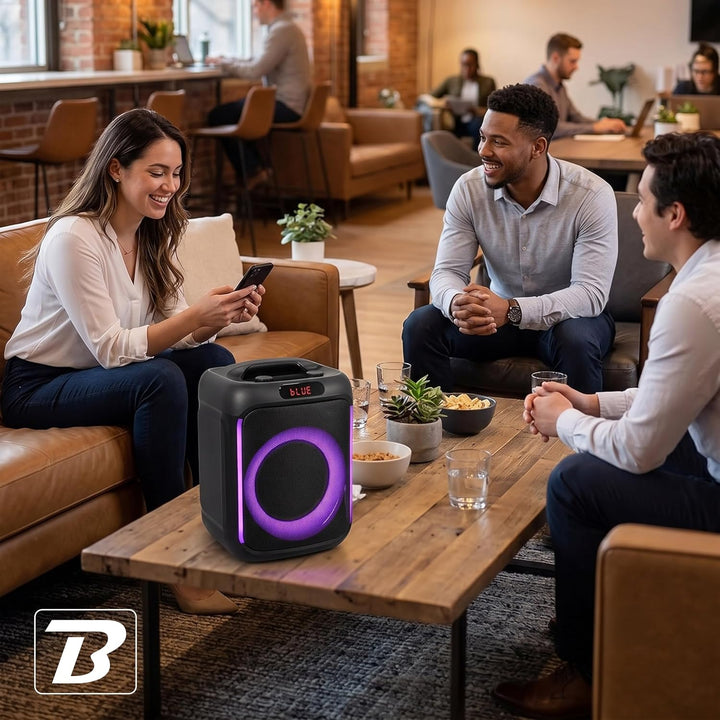 BoomTone DJ Cube 200 – Tragbarer Karaoke-Lautsprecher 200 W mit Bluetooth 5.0, integriertem LED-Lich