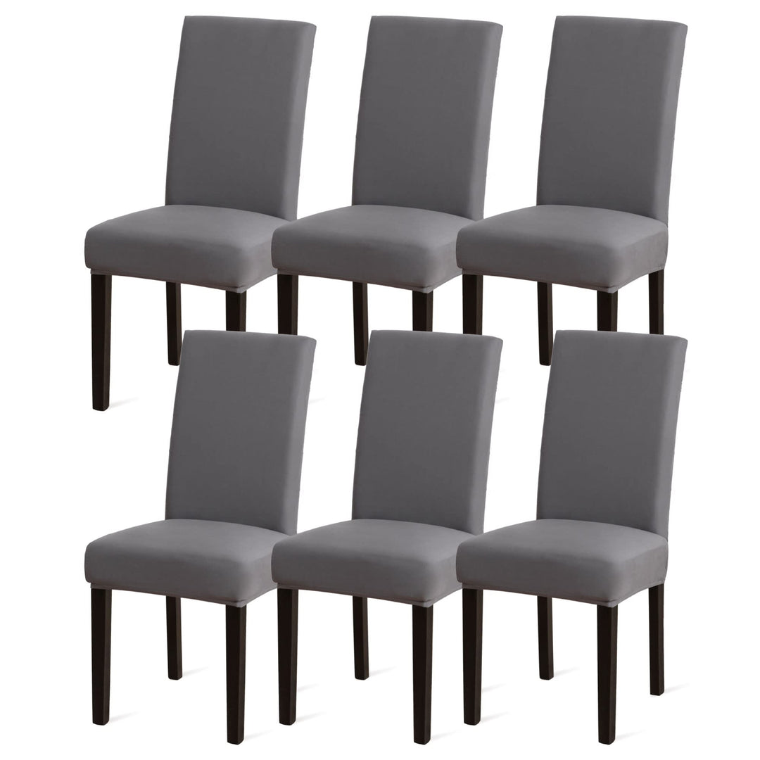 Sufdari Stuhlhussen 6er Set Grau, Stretch Esszimmer Stuhlbezug für Esszimmerstühle, Abnehmbarer Wasc