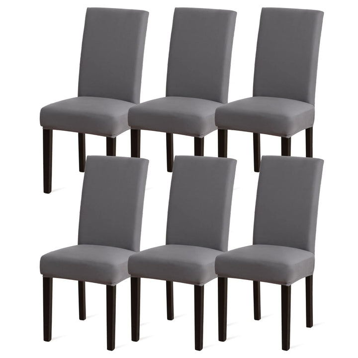 Sufdari Stuhlhussen 6er Set Grau, Stretch Esszimmer Stuhlbezug für Esszimmerstühle, Abnehmbarer Wasc
