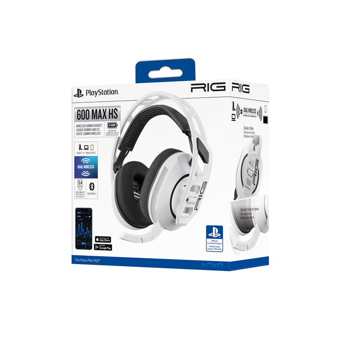 RIG 600 Max HS Weisses Gaming-Headset, Sony-lizenziert für PS5. Kabelloses Stereo-Gaming-Headset für