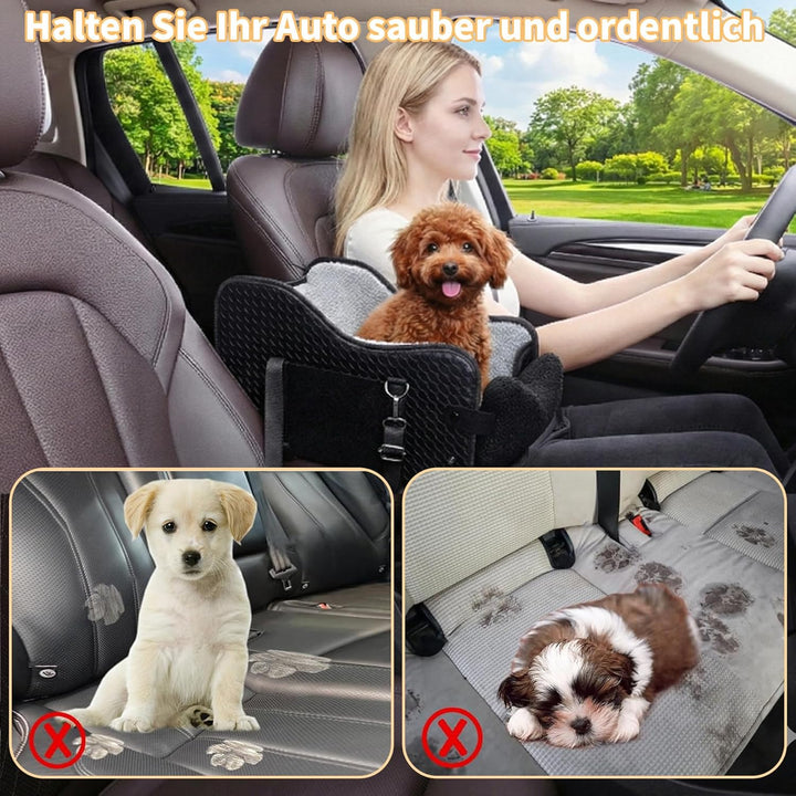 Hunde Autositz für Kleine Hunde & Katzen - Sicher auf Rücksitz, Beifahrersitz & Mittelkonsole mit Do