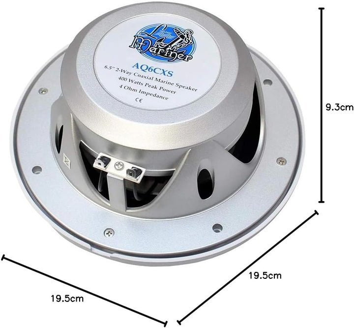 Lanzar AQ6CXW 2-Wege-Marine-Lautsprecher (400 W, 16,5 cm/6,5 Zoll), Weiss