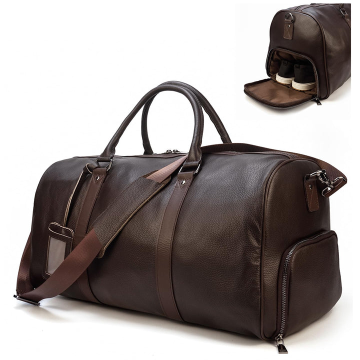 Luufan Unisex Leder Reisetasche Vintage Reisetasche (Brown-55cm)